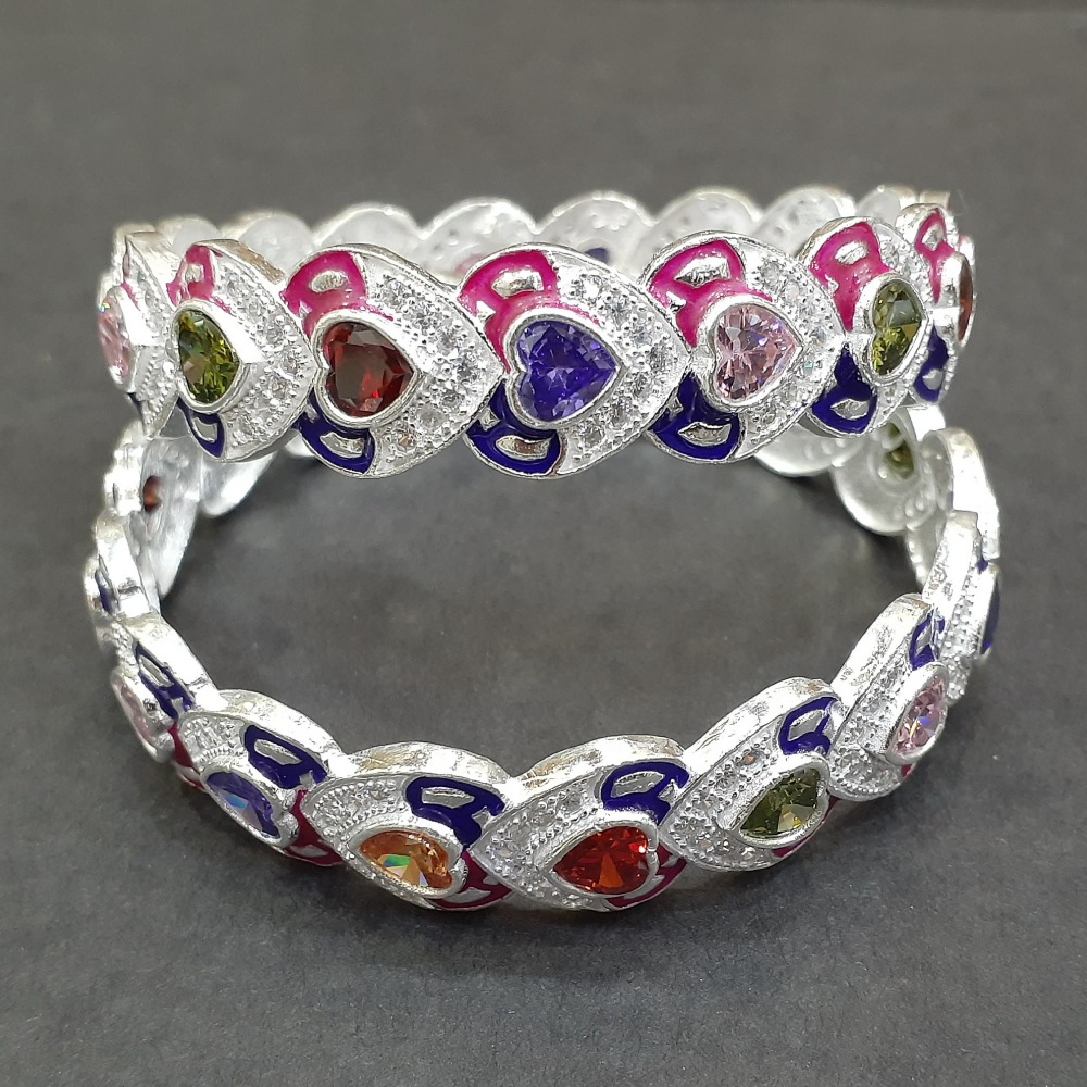 925 Silver heart stone Bangle