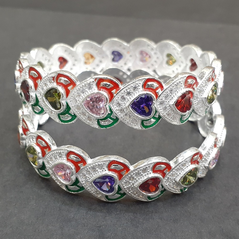 Silver Meena Kari bangle