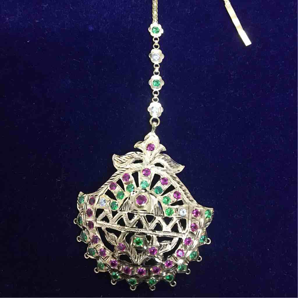 Multi Stone Gold Maag Tika For Ladies