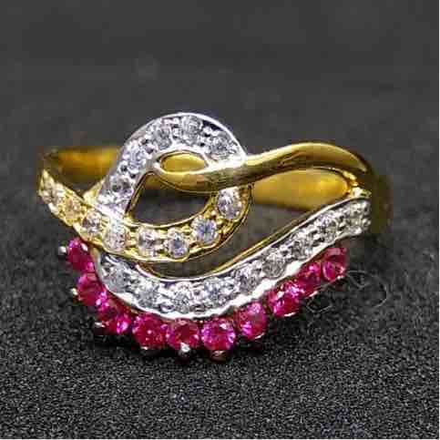 Modern 22KT Yellow Gold Diamond Ring