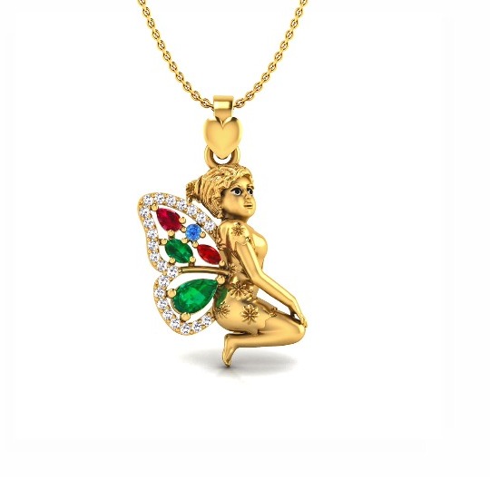 916 gold cz flying angel pendant chain so-p011