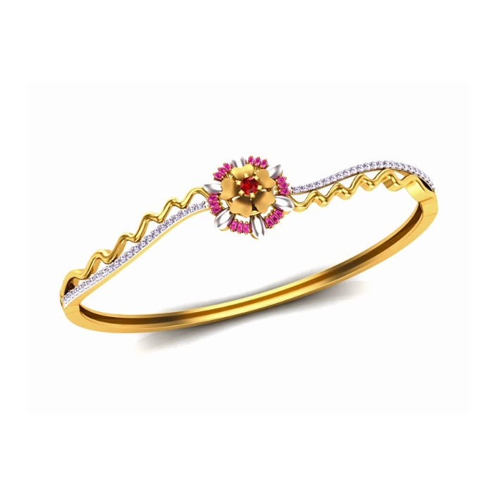 22Kt Gold CZ Fancy Flower Design Bracelet SO-B010