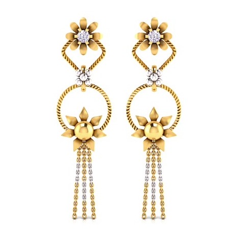22KT Gold Floral Design Latkan Earring SO-E008