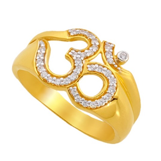 916 Gold CZ Om Design Gents Ring SO-GR014