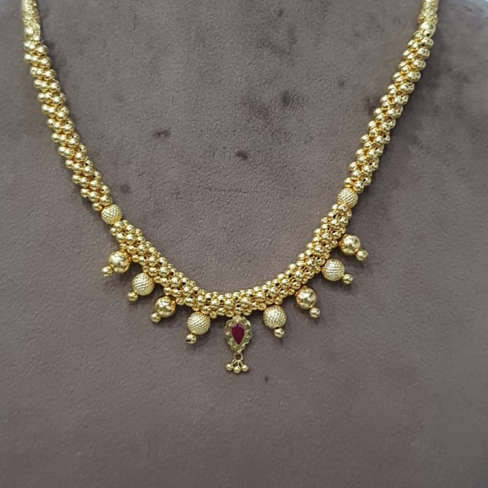 916 Gold Plain Antique Handmade Necklace SJJGN27