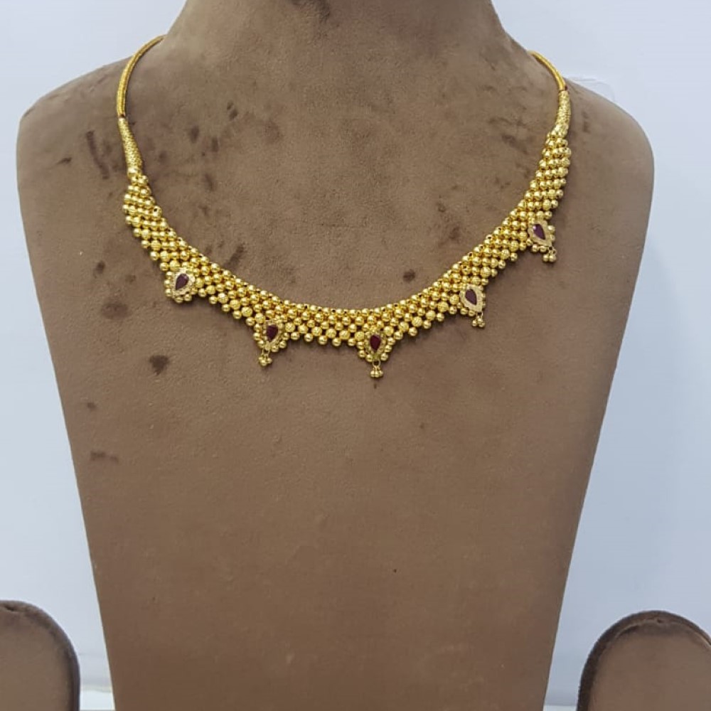 916 Gold Plain Regal Handmade Necklace SJJGN24