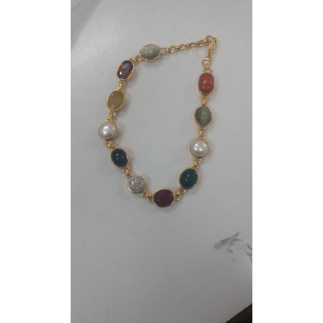 Natural Diamond Navratan Bracelet