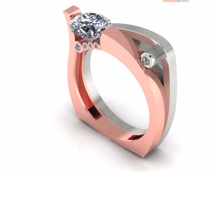 18KT Pink Gold Ladies unique Italian Ethical Ring