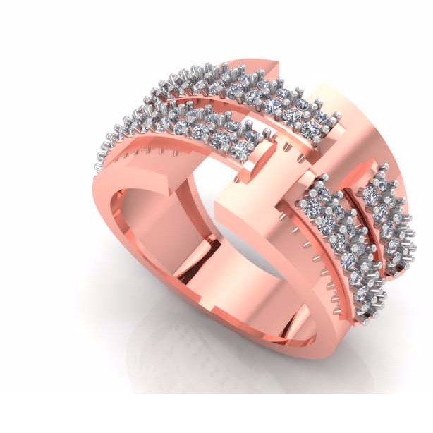 18KT Pink Gold Ladies Italian Unique Modern Trendy Ring