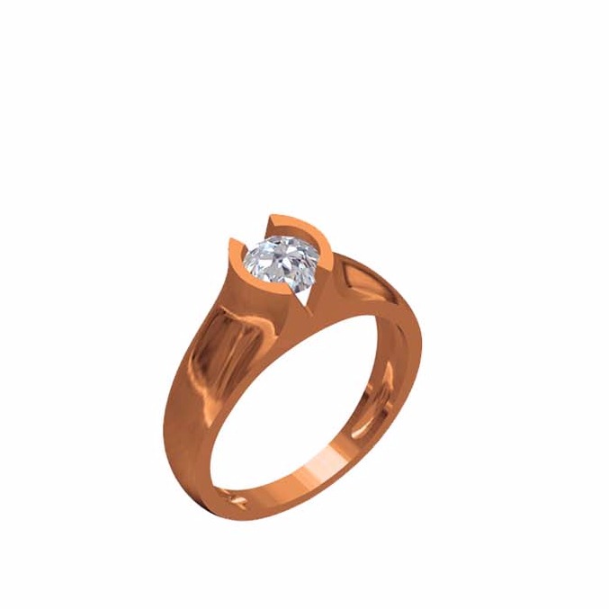 18KT Rose gold Ladies Italian Prong Ring