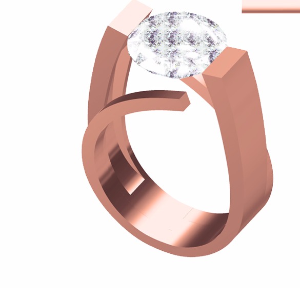 18KT Rose Gold Ladies Italian Modern Trendy Ring