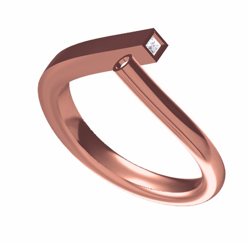 18KT Rose Gold Ladies Italian Studded Stylish Modern Ring
