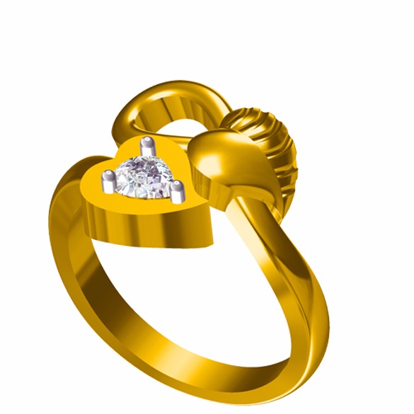 18KT Yellow Gold Ladies heart Shape Italian Gold Ring