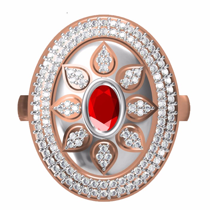 18KT Rose Gold Ladies Italian Fancy Ring
