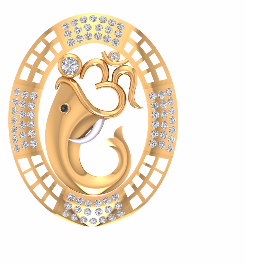 18KT Gold Pave Indian Religious Ganesh Pendants