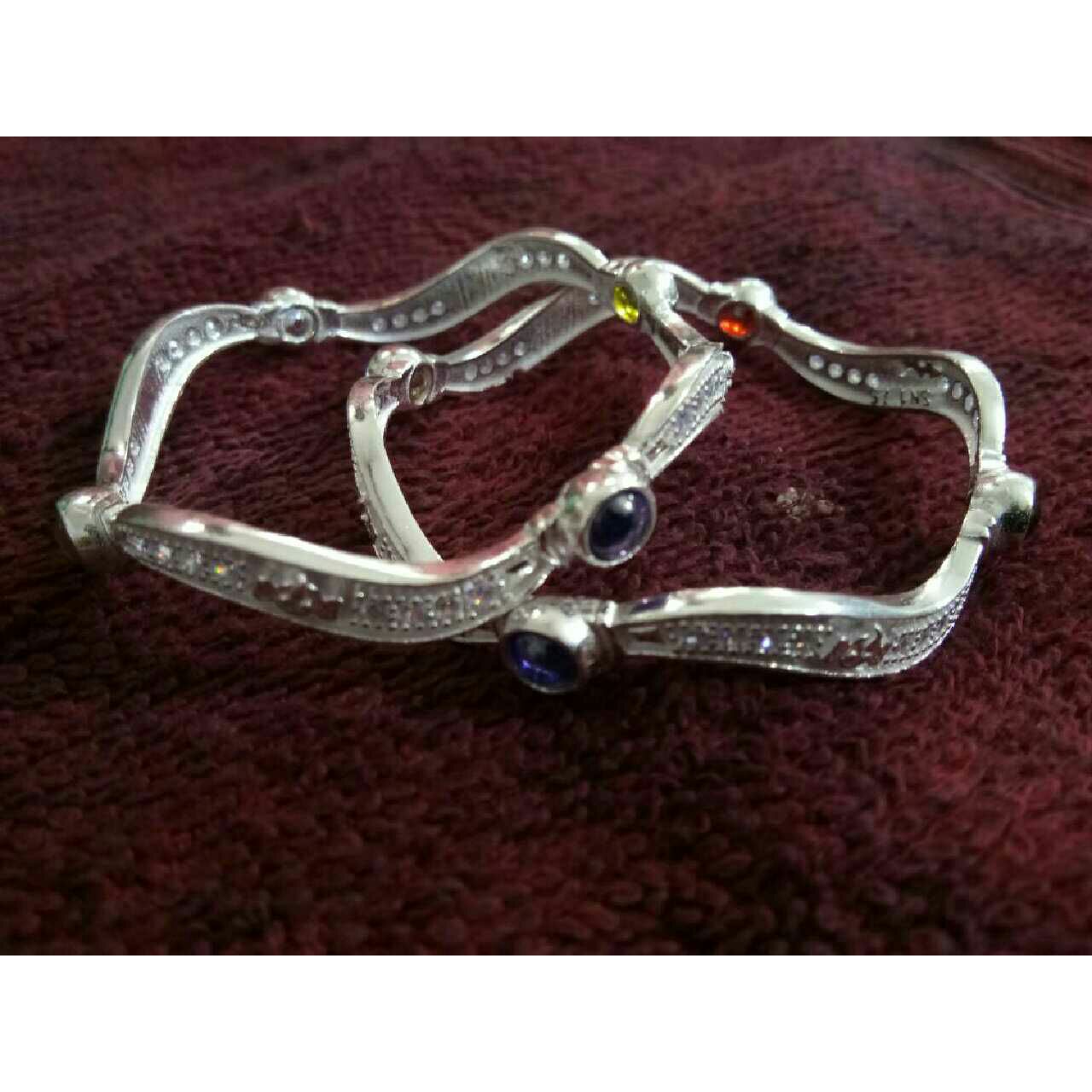 925 Silver Kids Indian Color Stone Kada