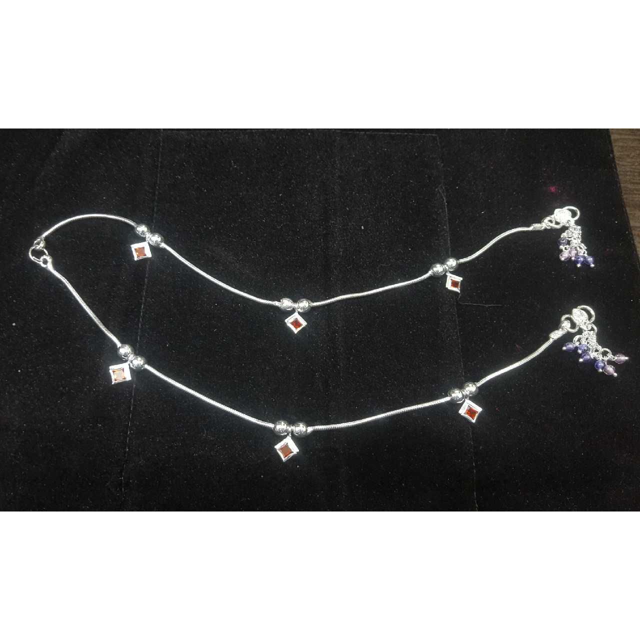 Silver Ladies Indian Fancy Oxidised Shiny Payal