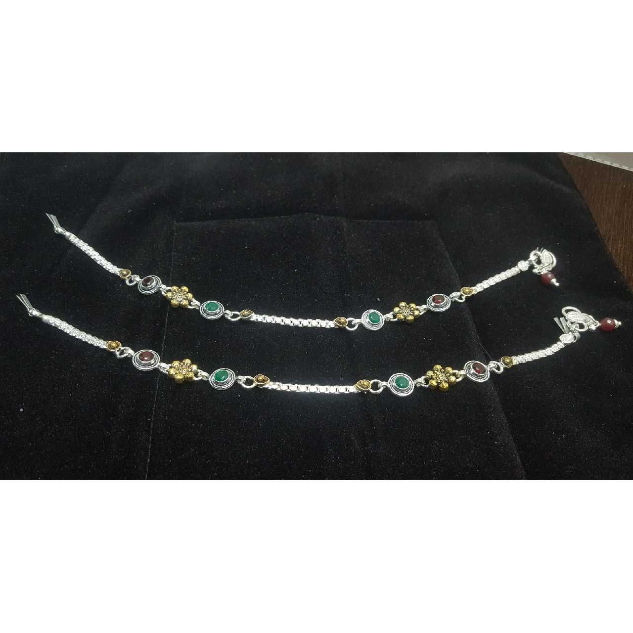 Silver Ladies Indian Fancy Anklet White