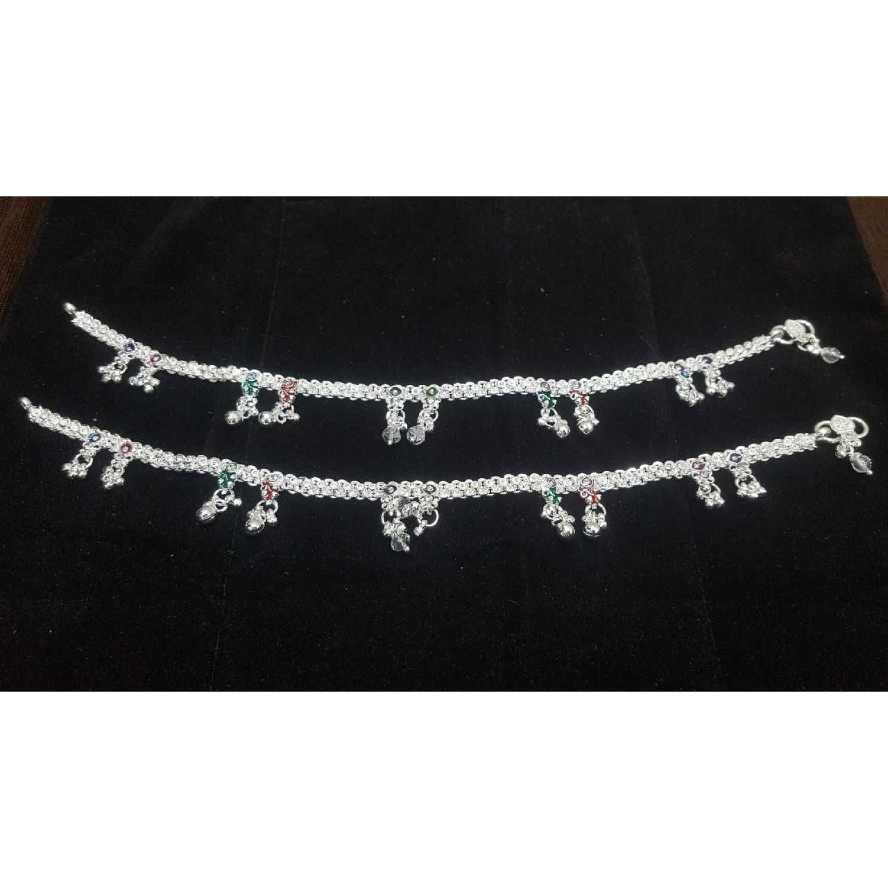 Silver Ladies Indian Oxidised Payal (Anklet)