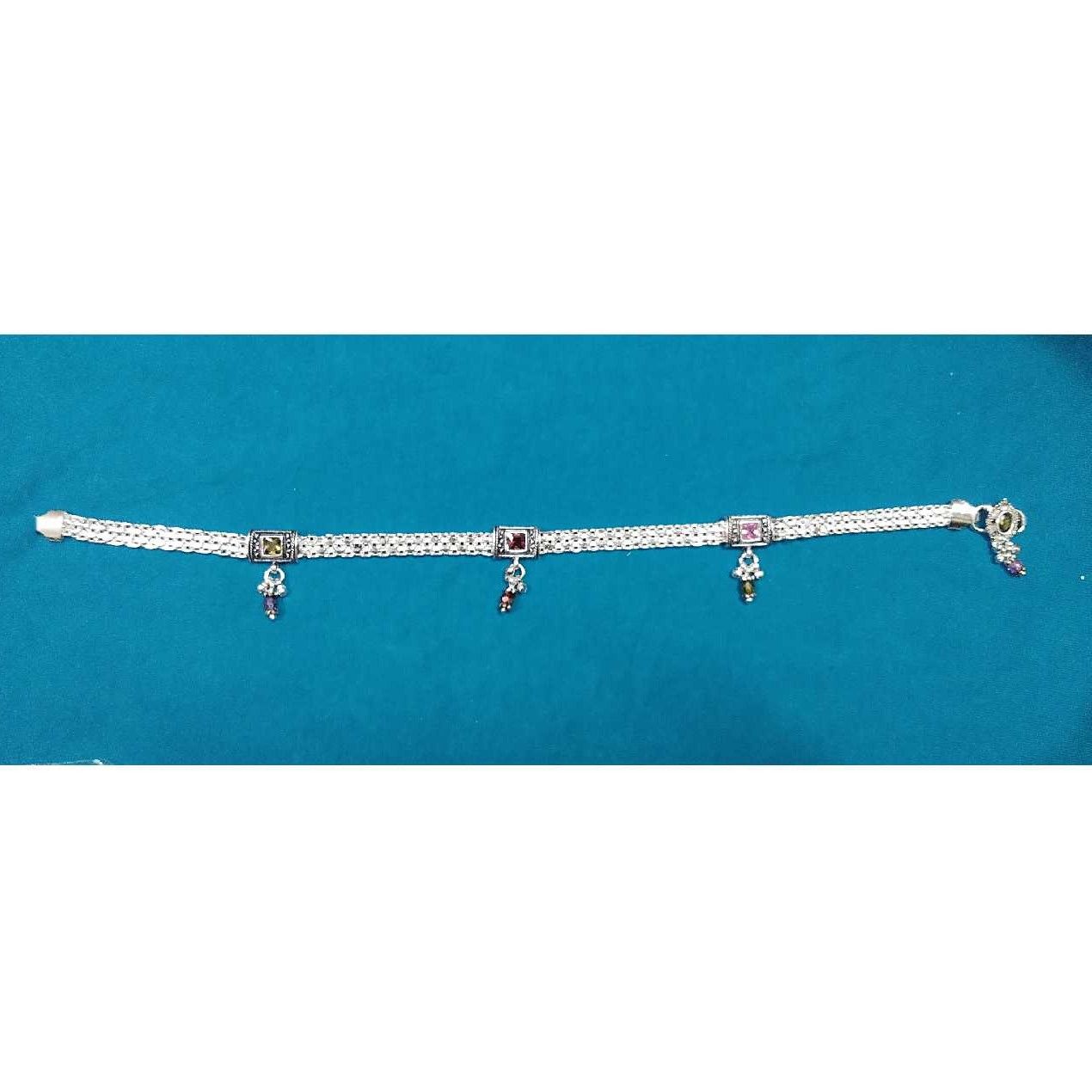 Silver Ladies Rhodium Oxidised Modern Payal (Anklet)