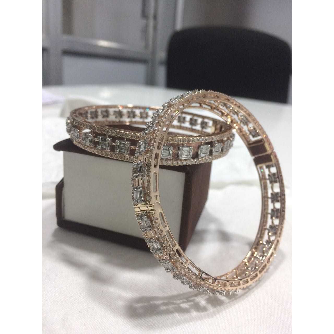 Designer Round Shaped Woman Diamond Bangles - Image 3