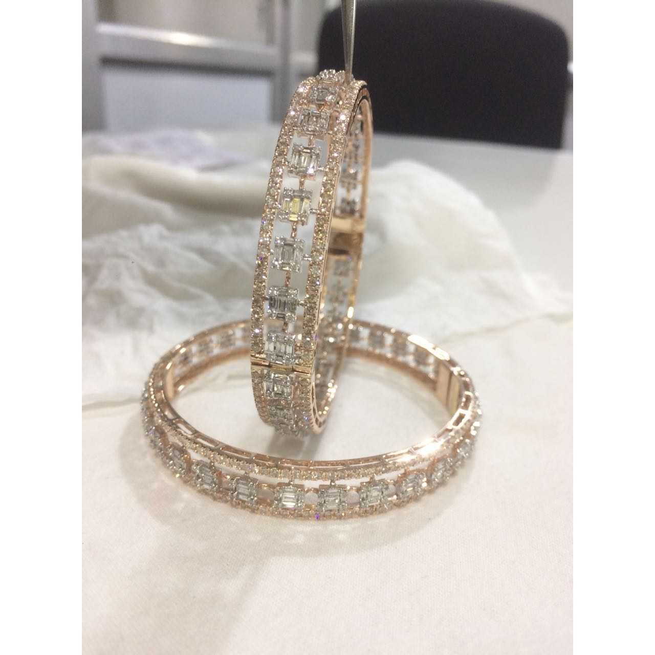 Designer Round Shaped Woman Diamond Bangles - Image 2