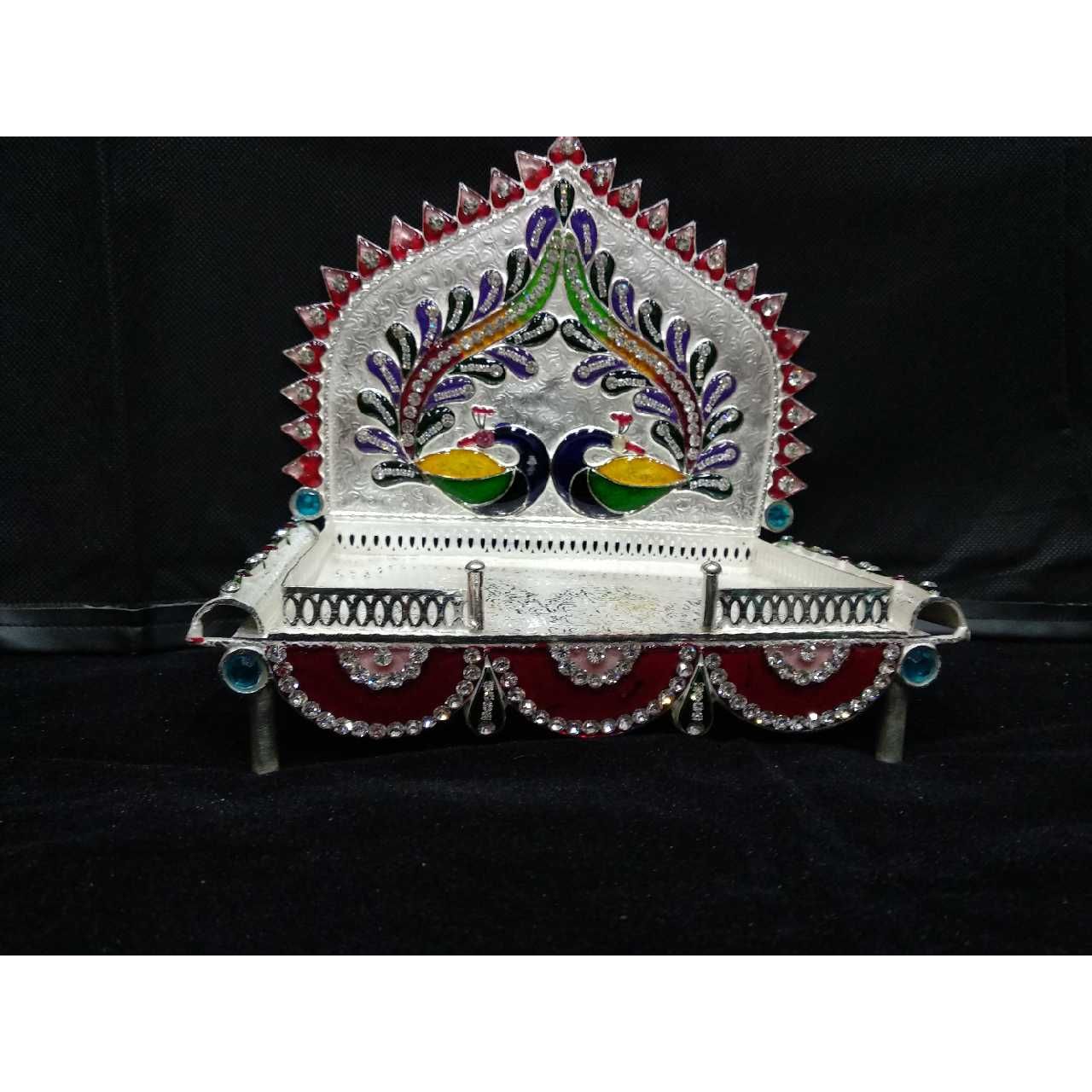 Silver Peacock Design Ganga Jamuna Singhasan