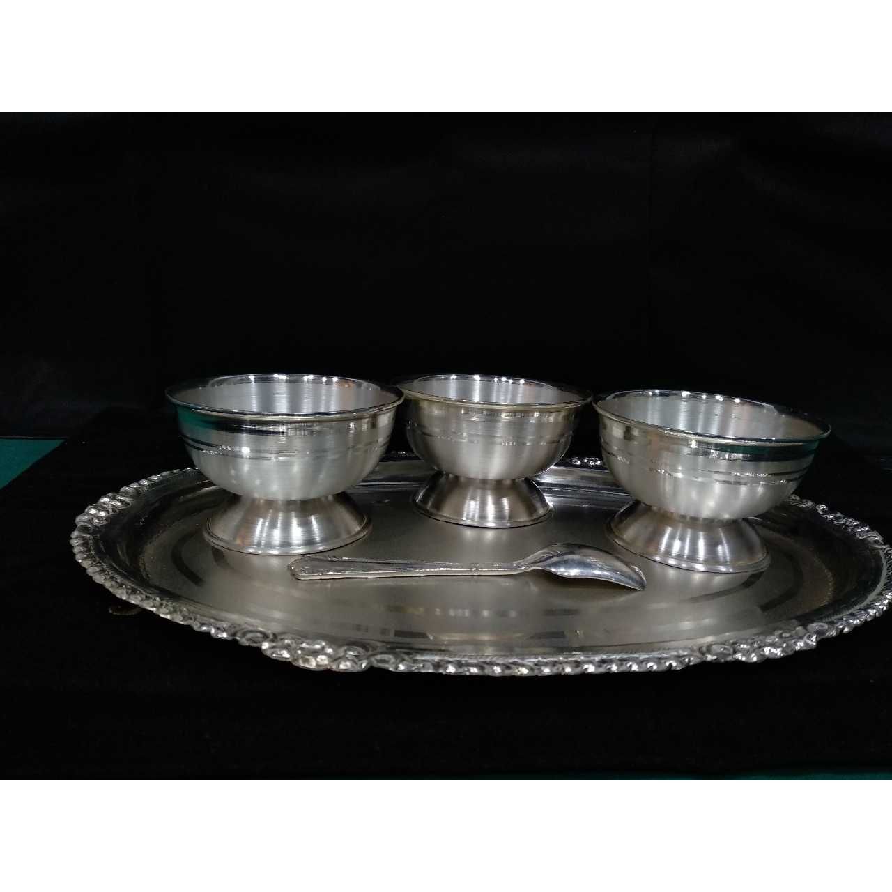 Silver Fancy Indian Utensil Dinner Set