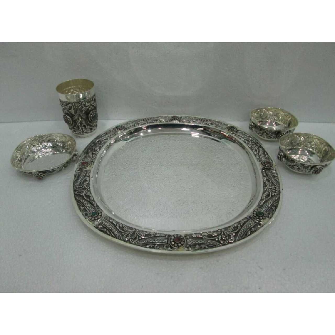 Silver Indian Utensil Shiny Dinner Set