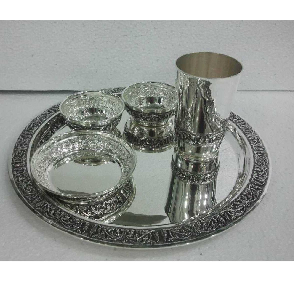 Silver Fancy Indian Utensil Dinner Set