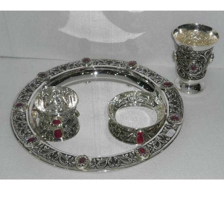 Silver Fancy Indian Utensil Dinner Set