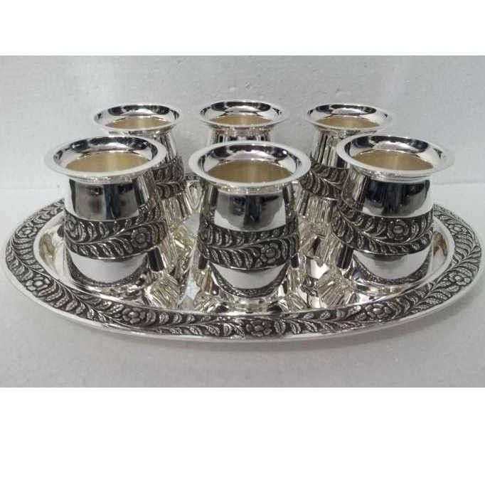 Silver Fancy Indian Glass Set