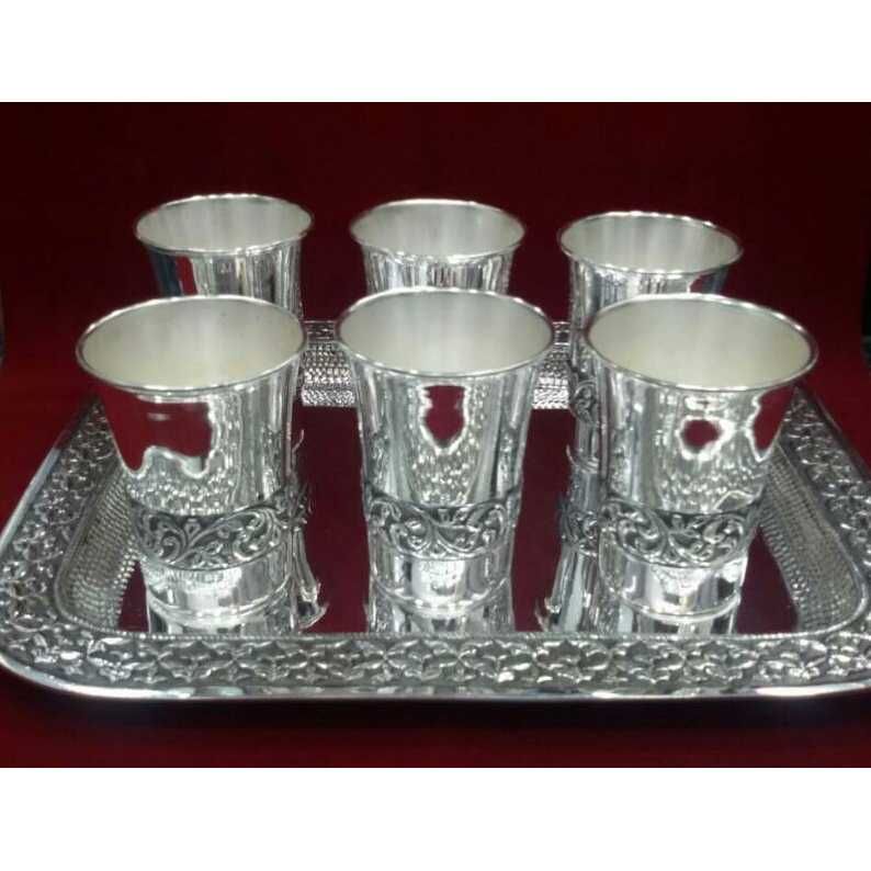 Fancy Silver Glass Set