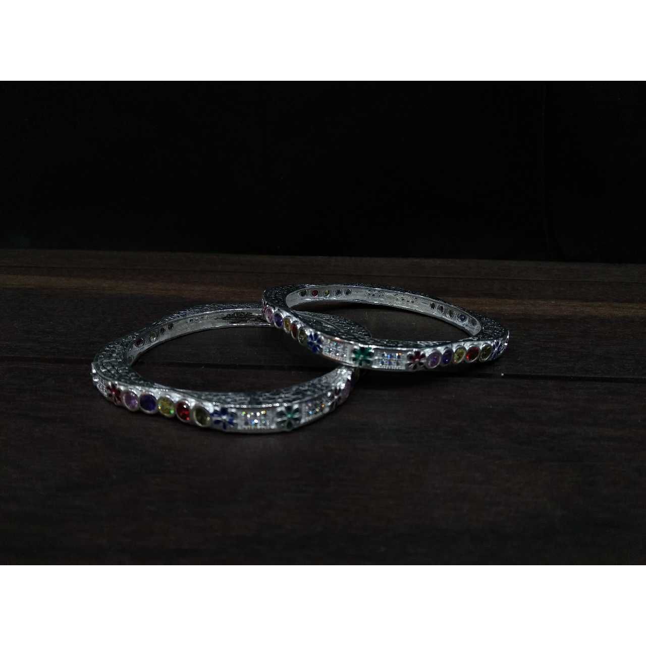 Silver Ladies Indian Fancy Studded Kadli
