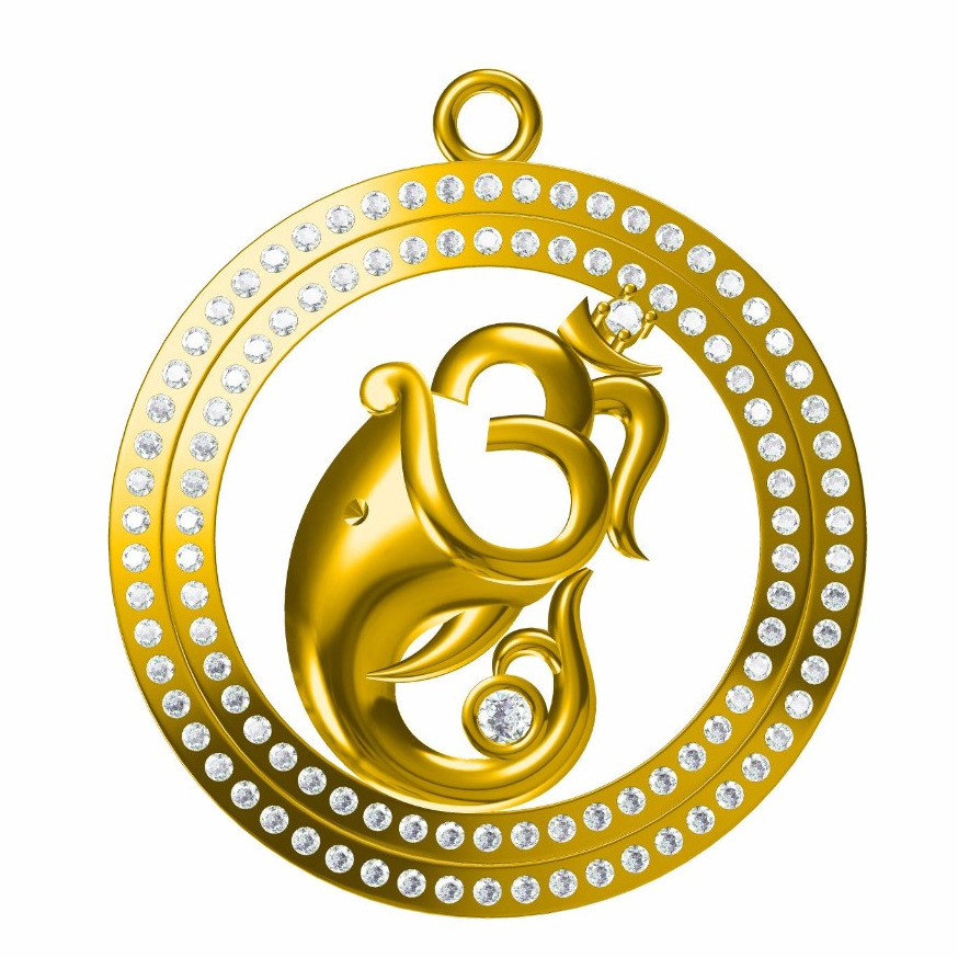 916 Gold Gents Indian Religious Ganesha Pendant