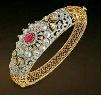 22Kt Gold Ladies Kada With Colored Stone