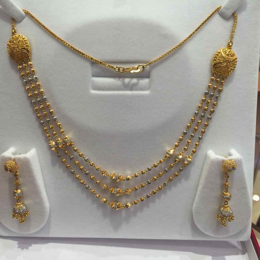22KT Gold Ladies Indian Vertical 3 Line Mala