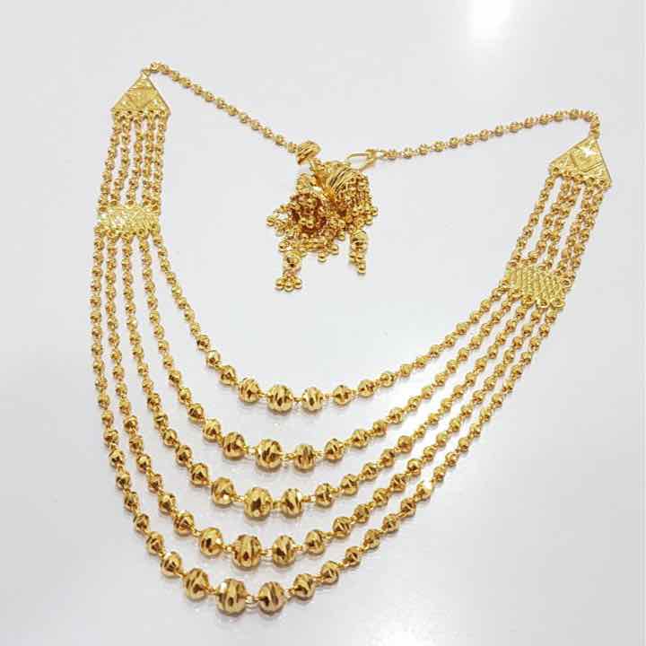 22KT Gold Ladies Indian Vertical Necklace Set