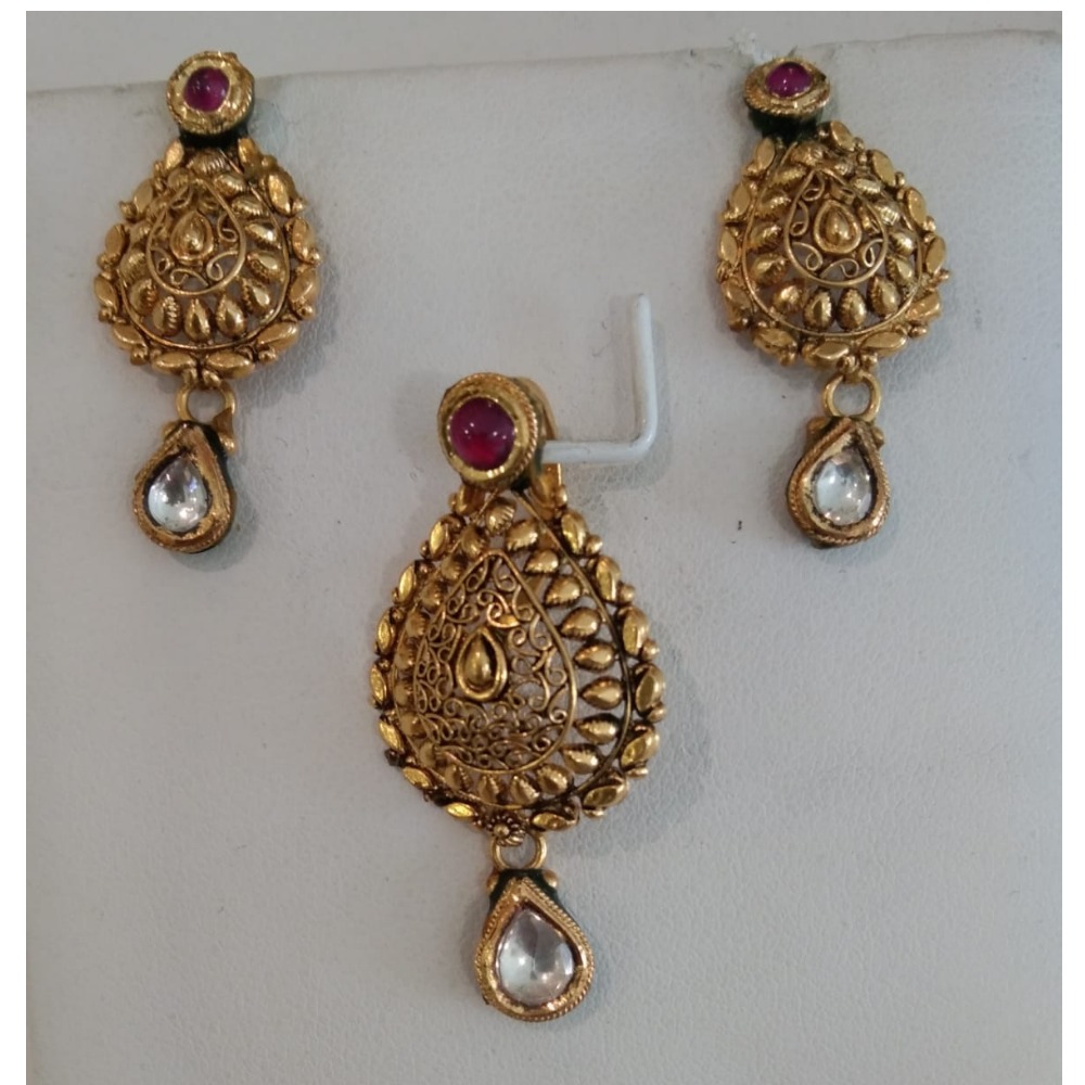 916 CZ Gold Latest Bridal Pendant Set