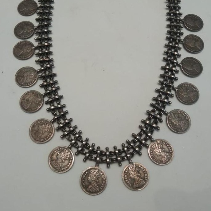 Silver Trendy Ethnic necklace Set