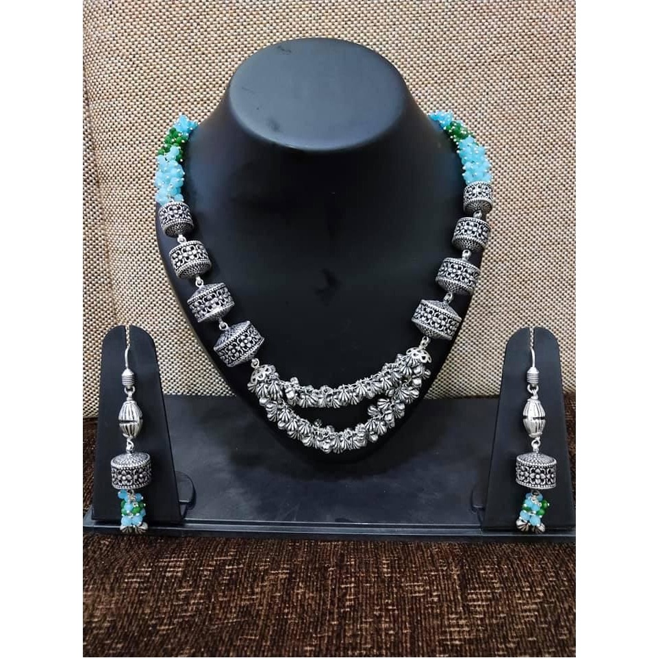 925 Silver Oxidized Traditional Necklace Set VJ-N006