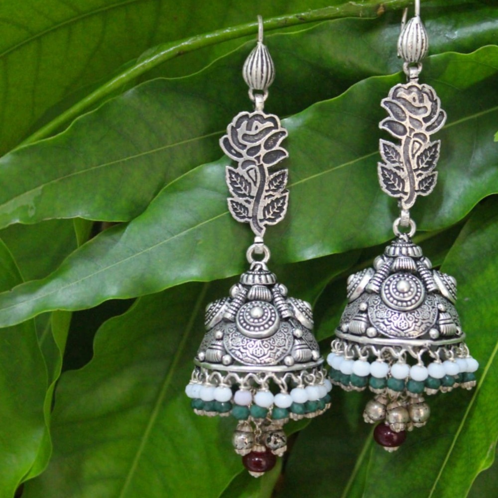 925 Sterling Silver Rose Design Jummar Earring VJ-E001