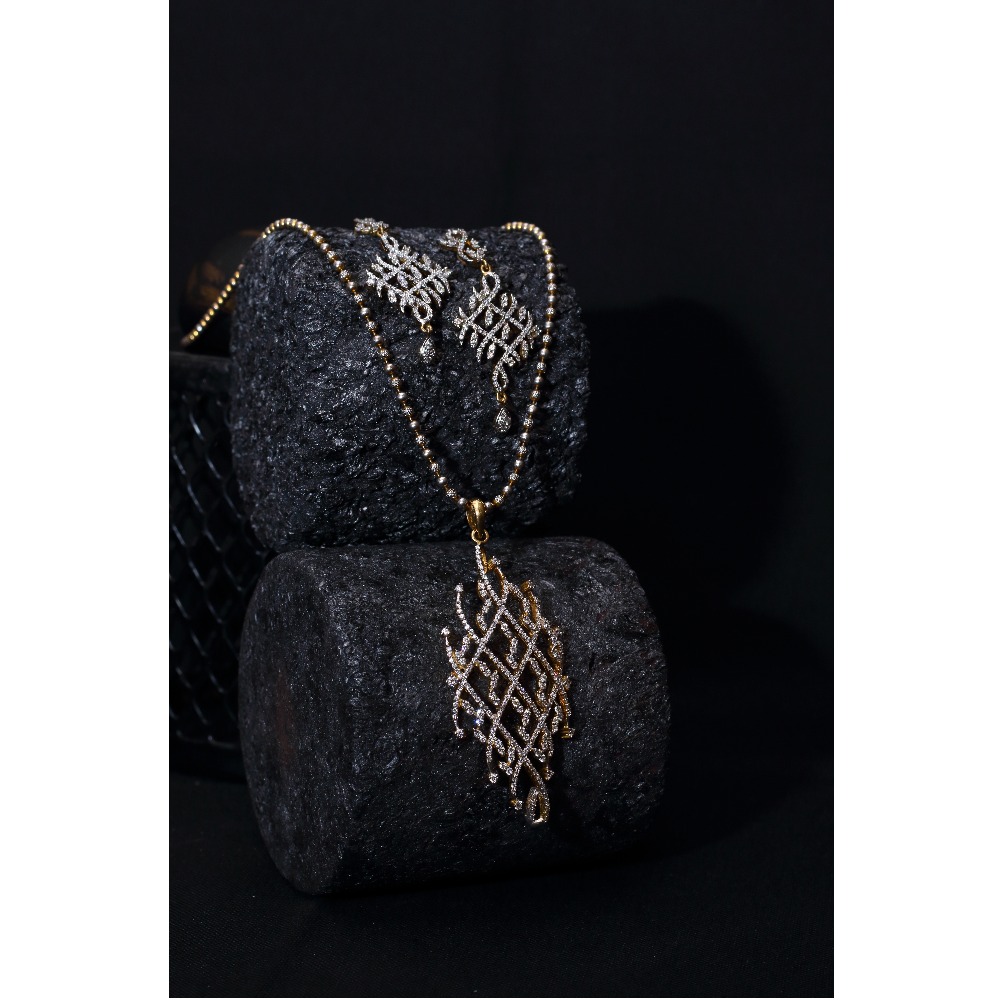 916 Gold Designer Diamond Necklace Set VJ-N001