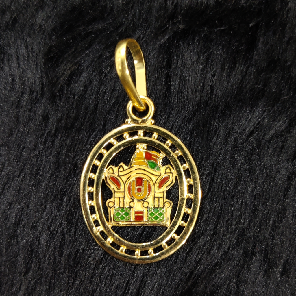 916 Gold Fancy Akshar Deri Minakari Pendant