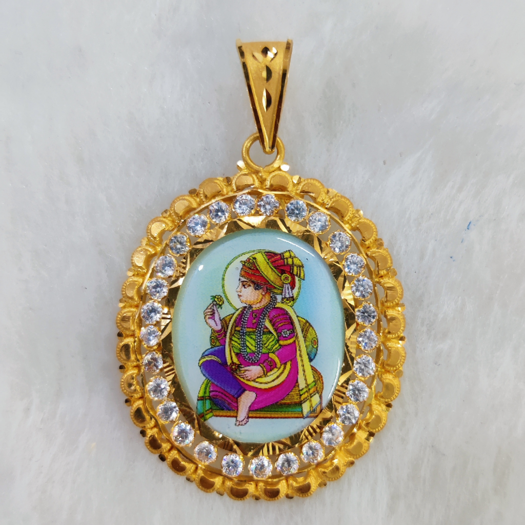 916 Gold Fancy Gent's Ghanshyam Maharaj Photo Frame Pendant
