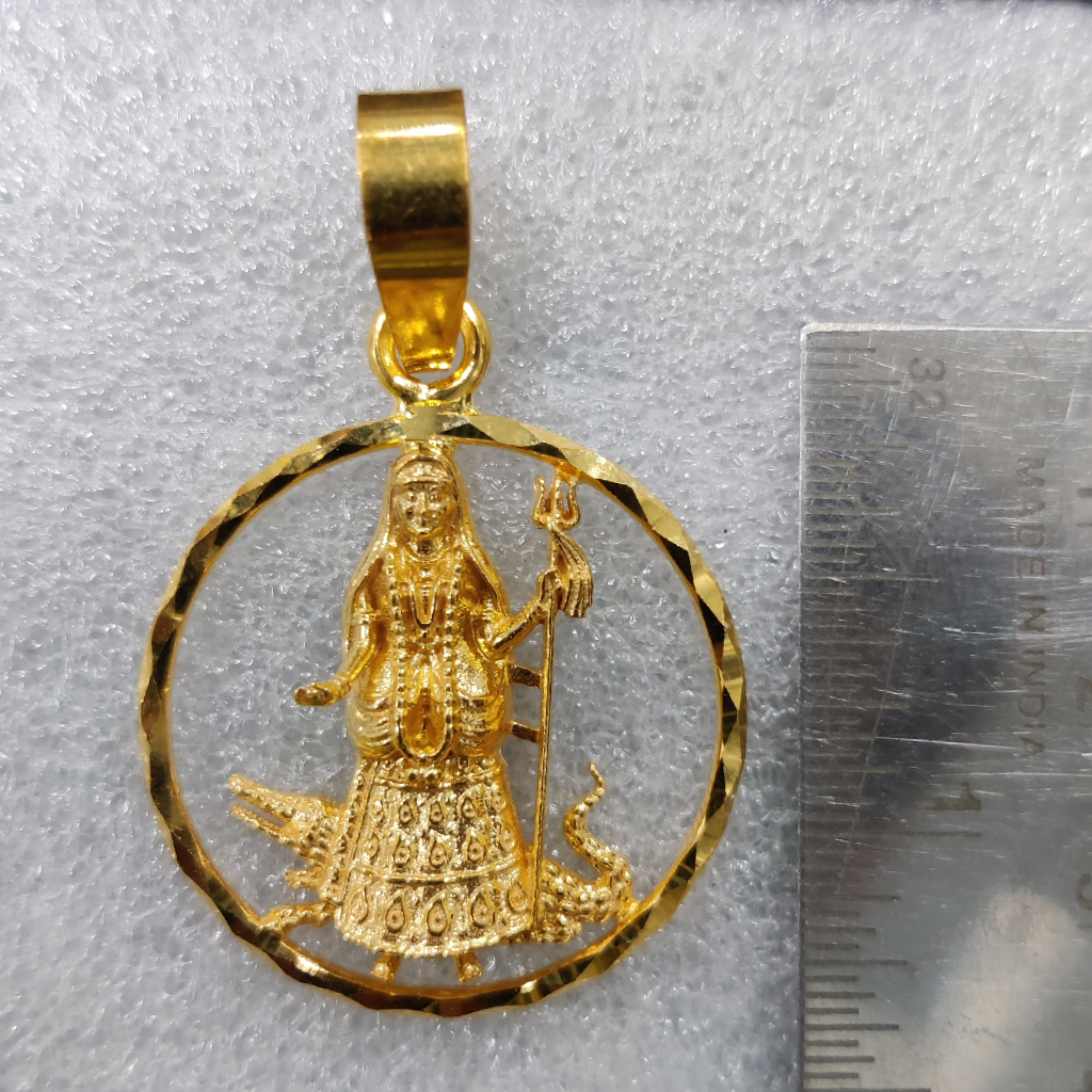 916 Gold Fancy Khodiyar Maa Casting Pendant - Image 2