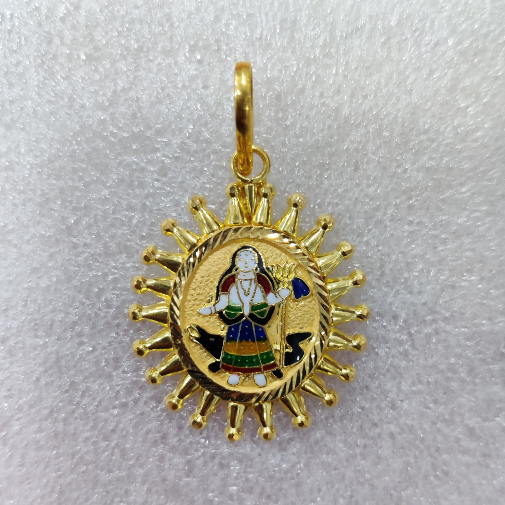 916 Gold Fancy Khodiyar Maa Minakari Pendant