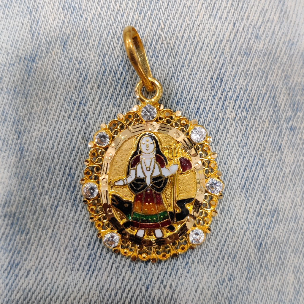 916 Gold Fancy Khodiyar Maa Minakari Designer Pendant