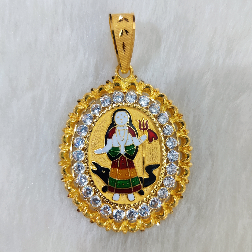 916 Gold Fancy Khodiyar Maa Minakari Pendant