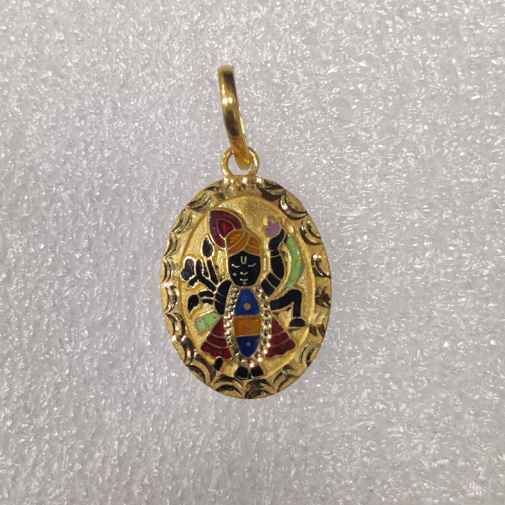 916 Gold Shreenathji Minakari Pendant